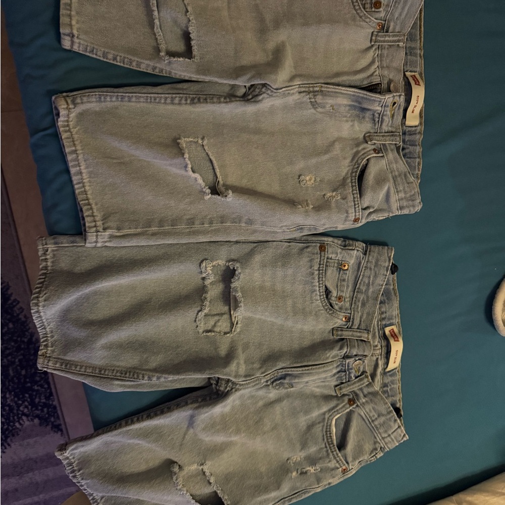 4 pairs Levi's Kids Distressed Light Blue Shorts (bundle)